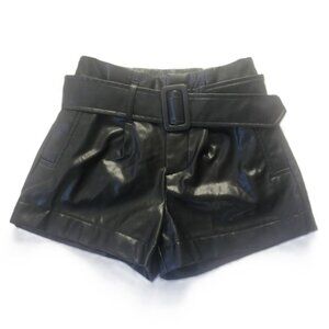 REVAMPED Faux Leather High-Waisted Belted Shorts – Size XS